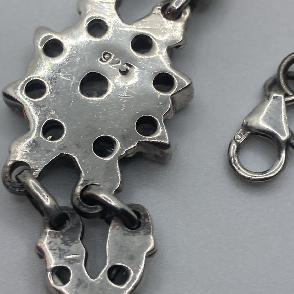 Vtg sterling silver crystal flower floral motif bracelet adjustable 7.2”- 8” - Picture 7 of 8